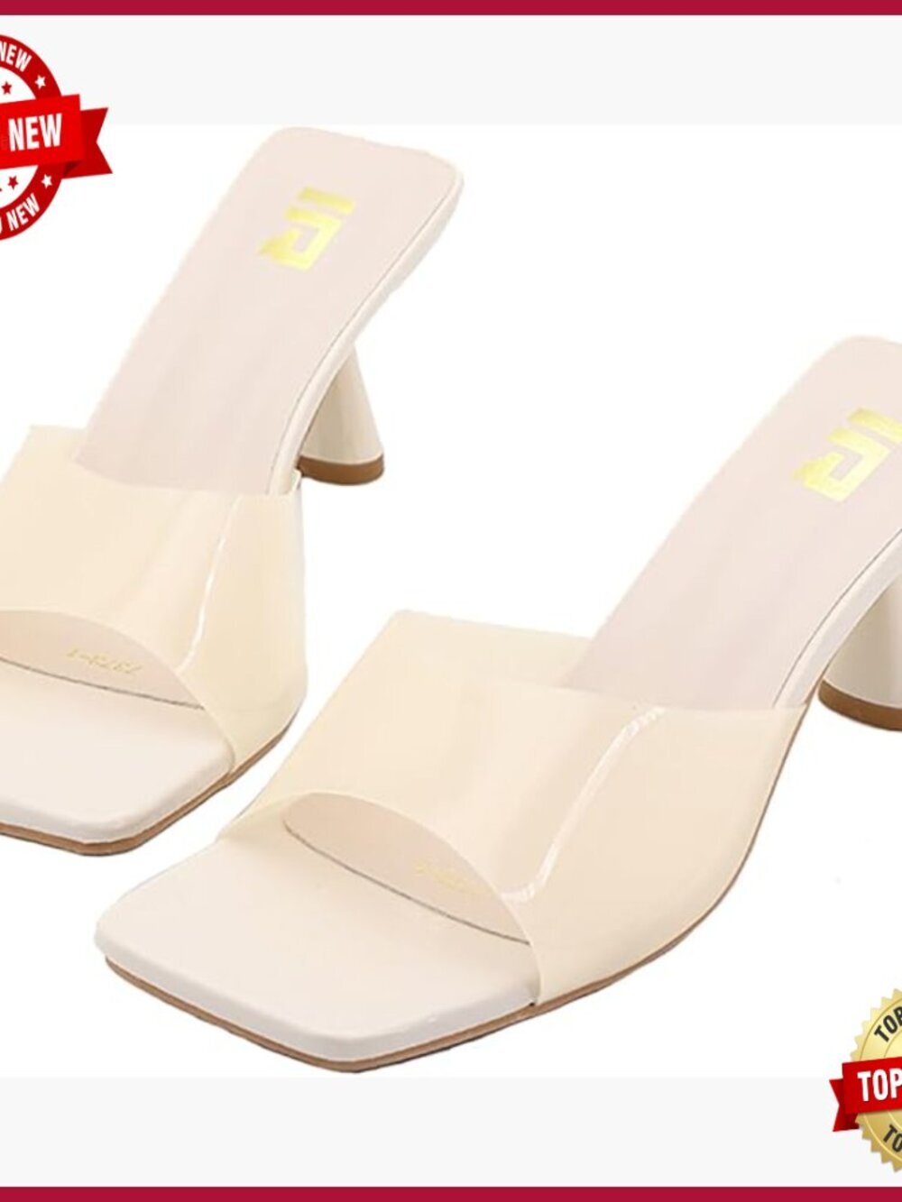 Clear Strap Square Toe Stilettos Open Toe High Heels Mules Summer Party Slides